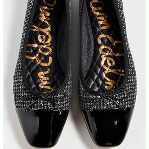 Sam Edelman Tweed Flats with Black Patent Toe